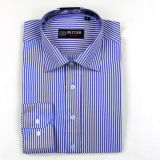 Mens Casual Style Shirts, Blue Striped Long Sleeve Shirts