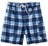 2014 New Arrival Summer Casual Cotton Fabric Men's and Children's Plaid Swim Trunks