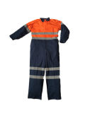 Bi-Color Cotton Working Overall with Reflective Bands (HS-O014)