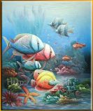 Wall Art Under Sea Scene Fish Handmade Oil Painting on Canvas