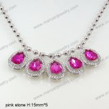 Fashion Jewelry Accessories Silver Chain with CZ Crystal Pendant for Wedding Necklace