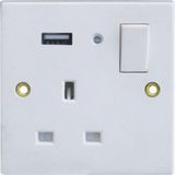 White UK USB Wall Socket