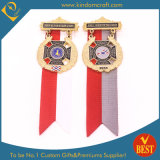 Customized Logo Metal Enamel Medal with Ribbon for Sports