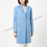 100% Women's Wool Coat/Fashion Ol Style Suit Collar Blue Wool Coat /Women's Clothing