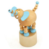 2015 Educational Wood Animal Spring Toy, Wooden Spring Animal Toy for Baby, Pretend Play Wooden Animal Toy Spring Game W06D082