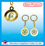 Gold Metal Keyring Spin Gold 3D Key Chain for Promotion