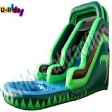 Green 8 Meter Height Inflatable Pool Slide