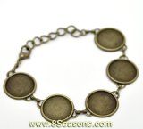 Antique Bronze Round Cabochon Setting Disk Bracelets 18cm (7 1/8
