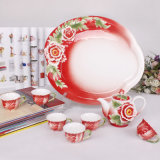 Oriental Red Peony Tea Set Made in Porcelain (AS-08020)