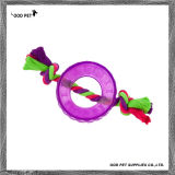 Round Plastic with Cotton Rope Dog Toys