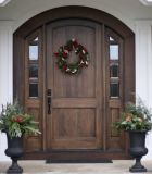 Oak Front Wooden Door Set Exterior Glass Door Arch Top