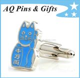 Metal Cufflinks with Hard Enamel (Cat shape)