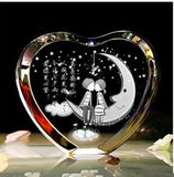 3D Laser Engraving Heart Shaped Crystal Craft