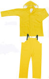 Yellow Color Polyester/PVC Waterproof Two-Piece Rainwear