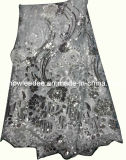 African Net with Sequinse Lace Fabric Cl9278-3 Silver