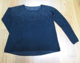 Ladies Wool/Acrylic/Polyester Knitted Fashion Sweater with Lurex