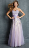 Purple A-Line Tulle Wedding Bridal Formal Prom Evening Dress