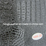 New Design Glossy Black Crocodile Grain Leather for Decorative