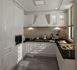 White Lacquer Door Black Quartz Stone Integrated Kitchen