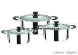 6PCS Cheap Stainless Steel Tableware with Glass Lid (KG06A001)