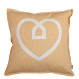 Cotton/Linen Cushion Cover with Yellow Heart Printing (LN039)