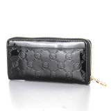 Patent Leather Fashion Imprinted Logo Lady Clutch Wallet (Q308)