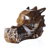 Natural Tiger Eye Carved Dragon Skull Carving #7D93, Crystal Healing