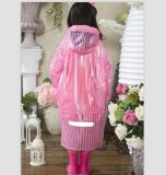 Pink Stripes Reflective PVC Raincoat for Girl
