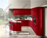 Modern Red Lacquer Finish Kitchen Cabinet