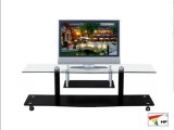 Tempered Glass TV Stand with Wheels (TV057)
