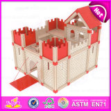 2015 Indoor Play Kids Wooden Mini Castle Toy, Famous Building Child Wooden Toy Castle, Wooden Folding Medieval Castle Toys W06A111