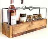 Rustic Metal Wood & Iron Wine Serving Bin Storage 9002