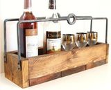 Rustic Metal Wood & Iron Wine Serving Bin Storage 9002