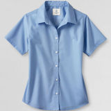 Women's Short Sleeve Straight Collar Broadcloth Shirt (WXW218)