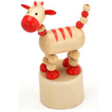2015 Brand New Wooden Animal Toy with Spring, Wooden Animal Spring Toy for Children, Pretend Play Wooden Animal Toy Game W06D078
