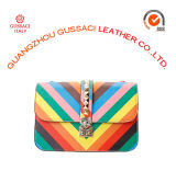 Fashion Graceful Rainbow Leather Metal Chain Strap Sling Shoulder Bag