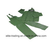 PVC Rain Coat with PVC/Polyester in Green