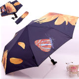 3 Fold Umbrella, Sunflowe Printed Umbrella, Foldable Umbrella (SMD-FOL111)