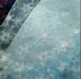 Silver Snowflakes Printed Organza Fabric
