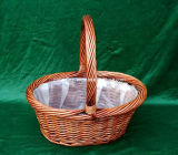 Natural Wicker Basket with Plastic Lining and Handle (FMS205)