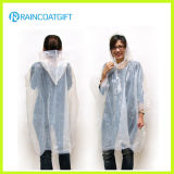 Transparent White Adult PE Disposbale Raincoat Rpe-076