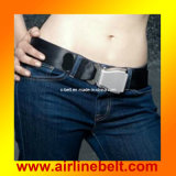 Unique airplane buckle black woman belt
