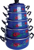 5PCS Enamel Casserole Pot with Deep Blue on Size 16-24cm