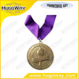 Torch Antique Brass 3D Medals with Purple Ribbon