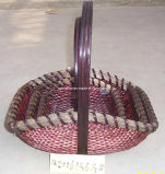 Willow Basket With Wooden Handle (06156)