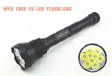 9PCS LED CREE U2 LED 1200m 3000lm 18650 Rechargeable Flashlight