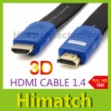 Black Flat HDMI Cable 1.4V 1080P 3D for Computer HD TV DVD Projector