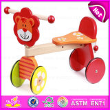 2015 Wholesale Children Baby Trike Toys, Cheap Safety Wooden Tricycle for Kids, Cute Lion Deisgn Wooden Baby Tricycle Toy W16A014