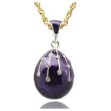Silver Plating Color Enamel Crystal Faberge Egg Pendant Necklace Charm for Easter Day
