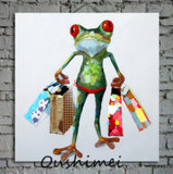 Hand Painting Art Canvas Modern Painting Abstract Painting Art Painting on Canvas Funny Frog Portrait Oil Painting Canvas Oil Painting for Kids Room